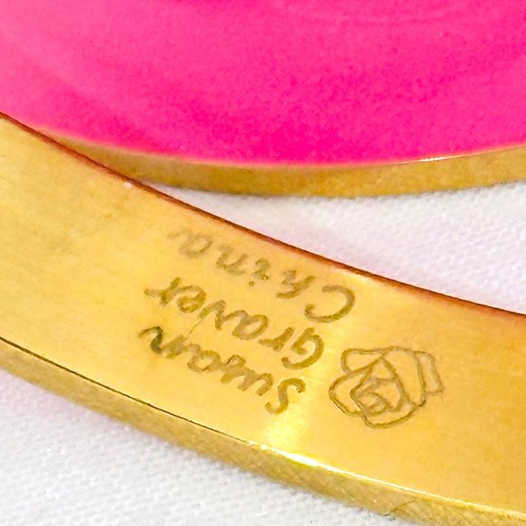 Two Susan Graver Enameled Bracelets - Light and Dark Pink - Picture 6 of 9